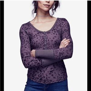 Free People Davis Thermal Top Animal Print Size M